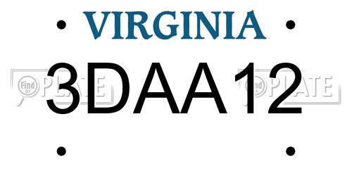 3DAA12 Virginia License Plate