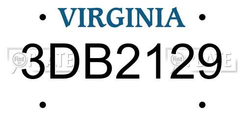 3DB2129 Virginia License Plate