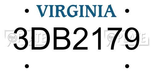 3DB2179 Virginia License Plate