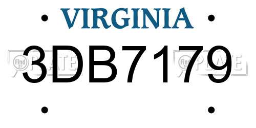 3DB7179 Virginia License Plate