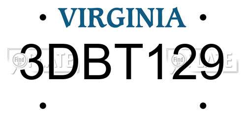 3DBT129 Virginia License Plate
