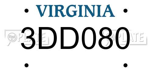 3DD080 Virginia License Plate