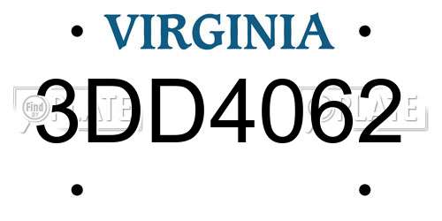 3DD4062 Virginia License Plate
