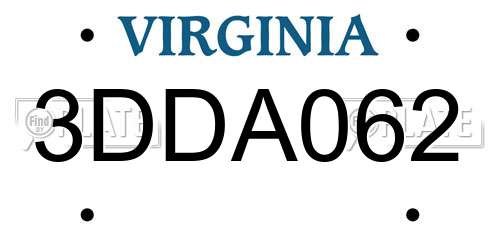 3DDA062 Virginia License Plate
