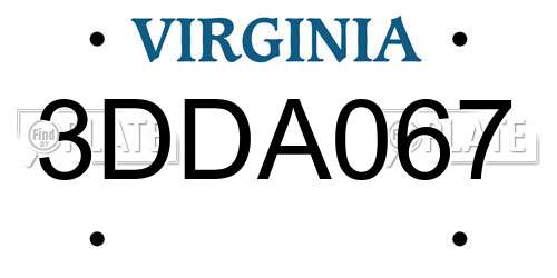 3DDA067 Virginia License Plate