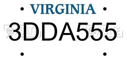 3DDA555 Virginia License Plate