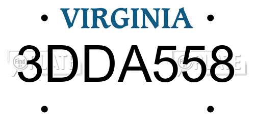 3DDA558 Virginia License Plate