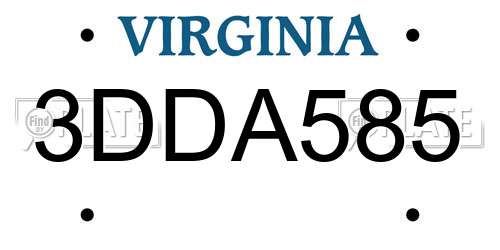 3DDA585 Virginia License Plate