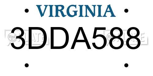 3DDA588 Virginia License Plate