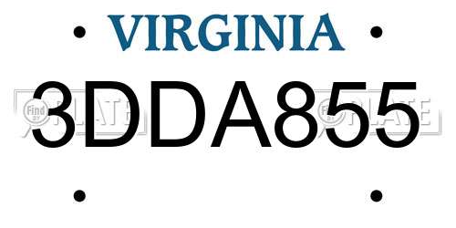 3DDA855 Virginia License Plate