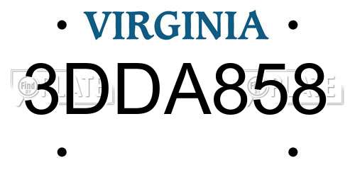 3DDA858 Virginia License Plate