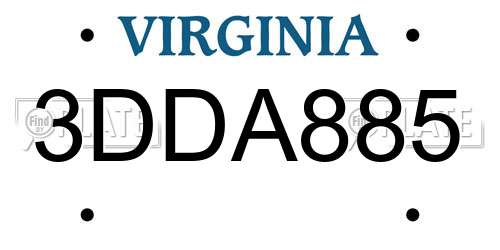 3DDA885 Virginia License Plate
