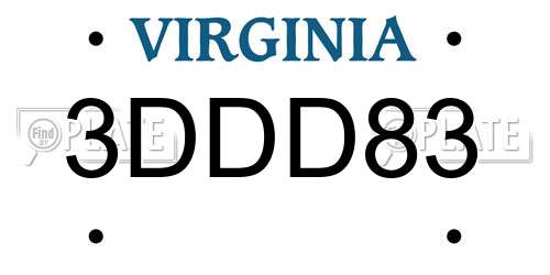 3DDD83 Virginia License Plate