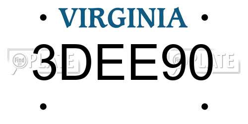 3DEE90 Virginia License Plate
