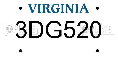 3DG520 Virginia License Plate