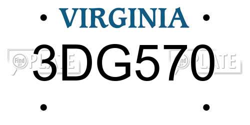 3DG570 Virginia License Plate