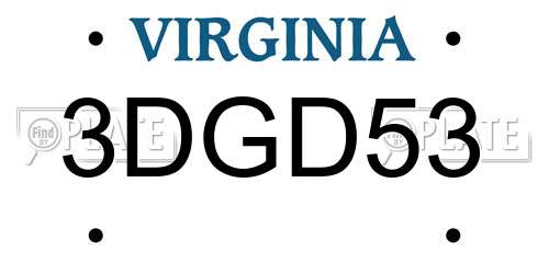 3DGD53 Virginia License Plate