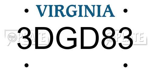 3DGD83 Virginia License Plate