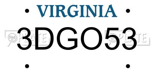 3DGO53 Virginia License Plate