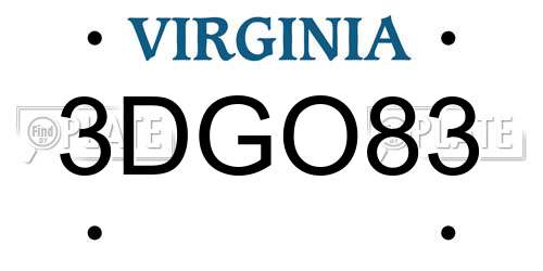 3DGO83 Virginia License Plate