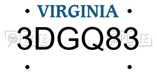 3DGQ83 Virginia License Plate