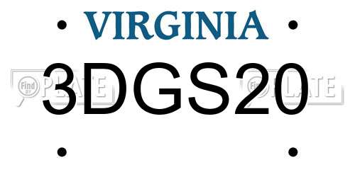 3DGS20 Virginia License Plate