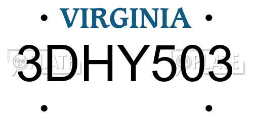 3DHY503 Virginia License Plate