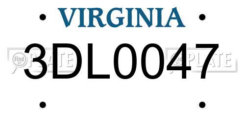 3DL0047 Virginia License Plate