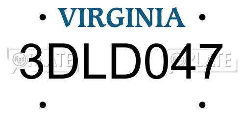 3DLD047 Virginia License Plate