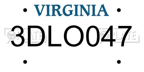 3DLO047 Virginia License Plate