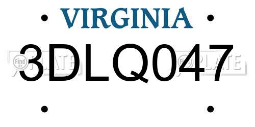 3DLQ047 Virginia License Plate