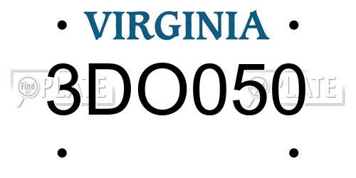 3DO050 Virginia License Plate