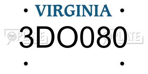 3DO080 Virginia License Plate
