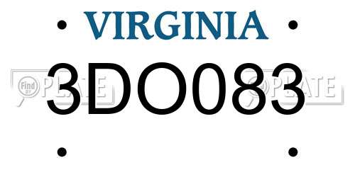 3DO083 Virginia License Plate