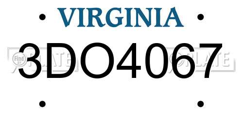 3DO4067 Virginia License Plate