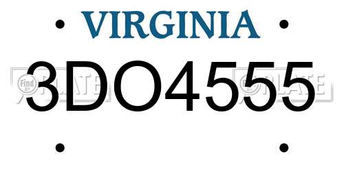3DO4555 Virginia License Plate