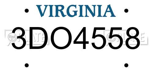 3DO4558 Virginia License Plate