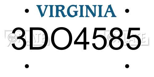 3DO4585 Virginia License Plate
