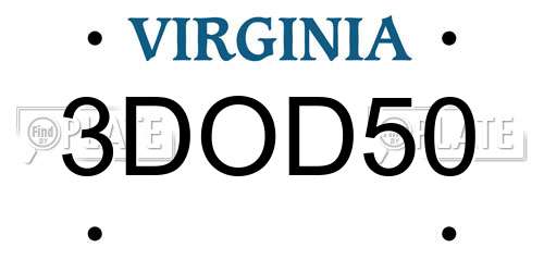 3DOD50 Virginia License Plate