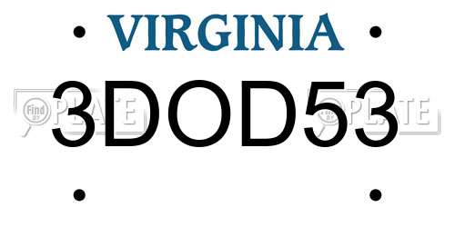 3DOD53 Virginia License Plate