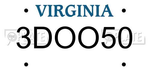 3DOO50 Virginia License Plate