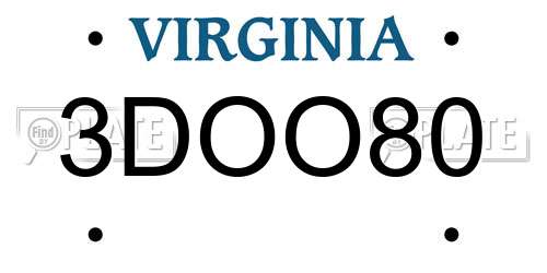 3DOO80 Virginia License Plate