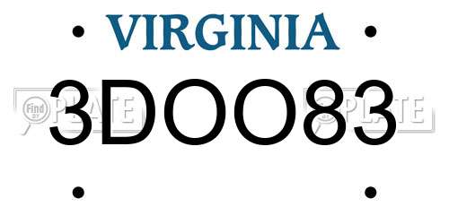 3DOO83 Virginia License Plate