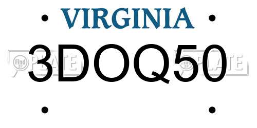 3DOQ50 Virginia License Plate