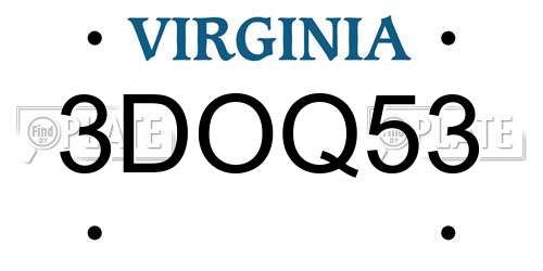 3DOQ53 Virginia License Plate