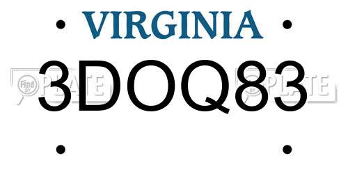 3DOQ83 Virginia License Plate