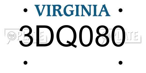 3DQ080 Virginia License Plate
