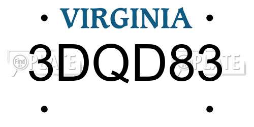 3DQD83 Virginia License Plate