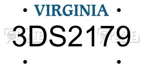 3DS2179 Virginia License Plate