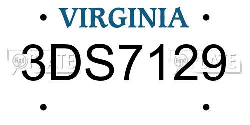 3DS7129 Virginia License Plate